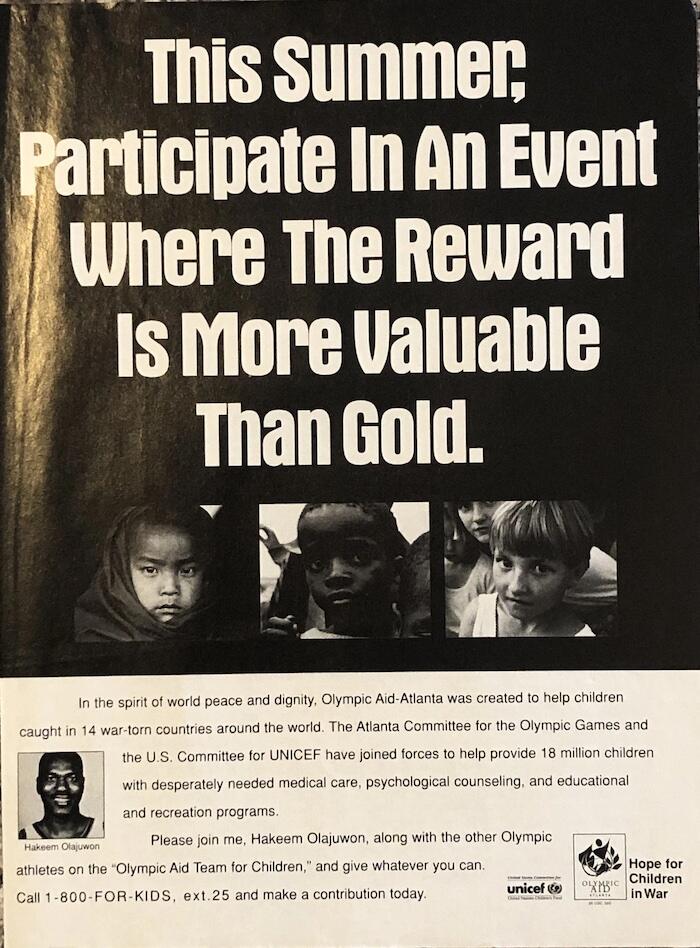 A 1996 ad promoting Olympic Aid
