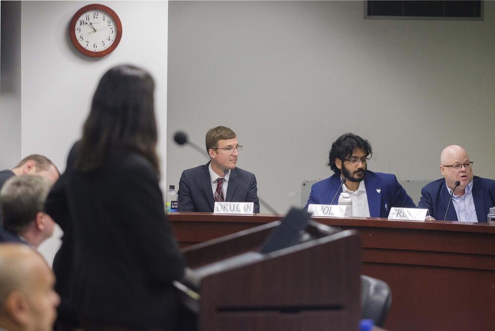 From right, Robert Trokey, member of the Georgia Public Service Commission’s professional staff, Karan Pol and Dylan Drugan, both of Daymark Energy Consultants all testified that Georgia Power’s estimate of its future generation needs for data centers and crypto currency was an overestimate. 