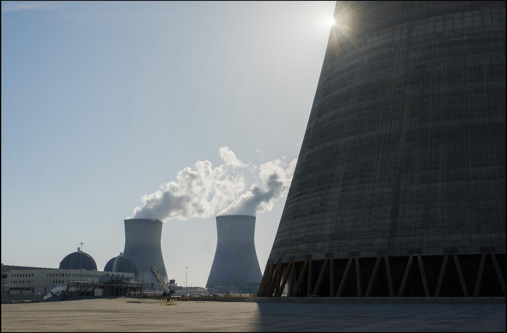 Units 1 and 2 of Georgia Power’s Plant Volte nuclear power plant, background, and one of the new new cooling towers brought online in 2024, foreground.