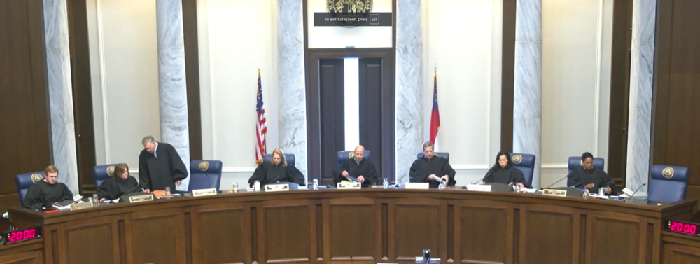 Georgia Supreme Court justices on May 13, 2025 via a livestream of oral arguments.