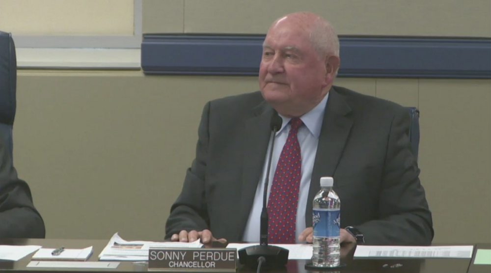 Sonny Perdue at a Board of Regents meeting, May 15th 2025.