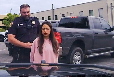 A frame grab from dashboard video of Ximena Arias-Cristobal's arrest for driving without a license. The charge would later be dropped but after Immigrations Customs and Enforcement issued and acted on a detainer request to the Whitfield County Jail.