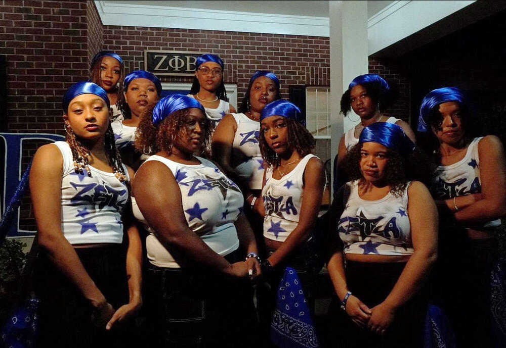 Members of the Mercer University chapter of Zeta Phi Beta after their performance in the school's recent yard show.