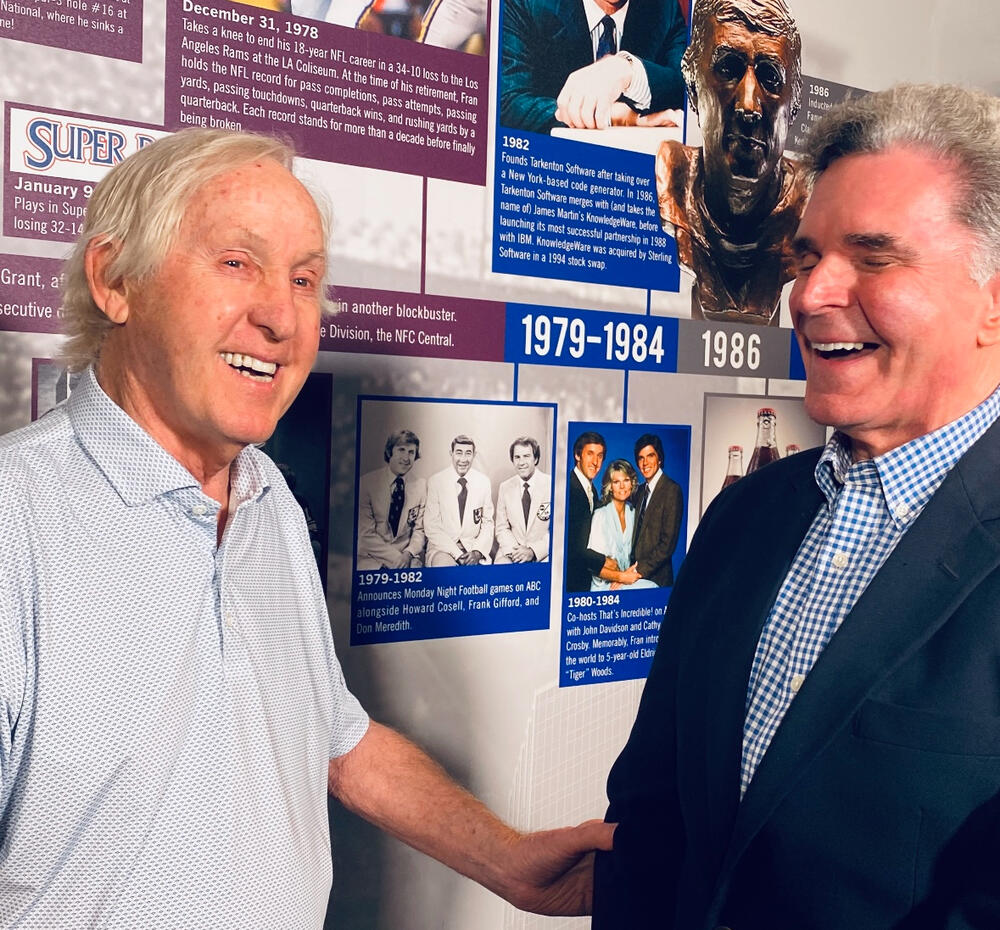 Fran Tarkenton and Jeff Hullinger chatting for our GPB program, “Legendary Georgians.”