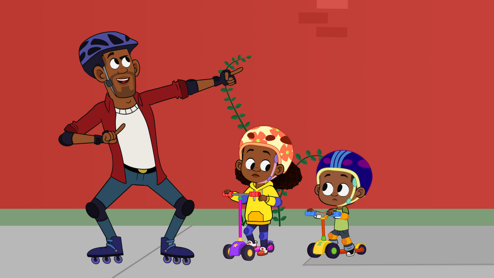 Louis Loops reveals his rollerblading skills to Lyla and Luke