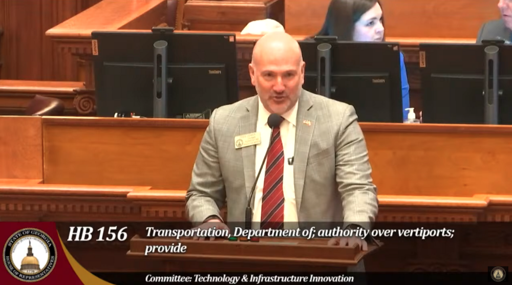 State Rep. Todd Jones (R-South Forsyth) presents legislation on air taxis on the Georgia House Floor on February 26, 2025. Credit: Georgia House Media Services