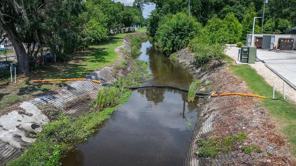 Trash traps installed in Thunderbolt by the Savannah Riverkeeper on May 28, 2025.