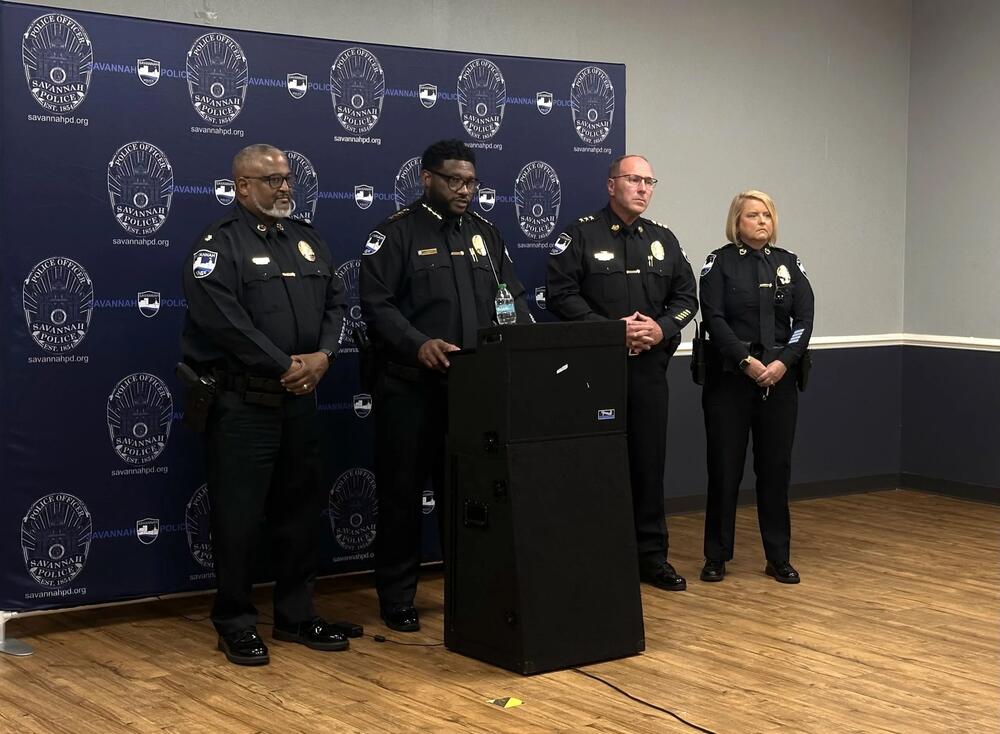 Savannah Police Department Chief Lenny Gunther speaks at a press conference regarding use-of-force policy updates. Credit: Tyler Davis/The Current GA