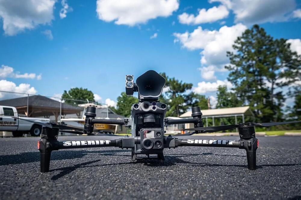 A DJI Matrice 30T drone owned by the Bryan County Sheriff’s Office Deputy in Pembroke, on June 19, 2025. The drone is used for search and rescue operations, as well as observing traffic violations. Credit: Justin Taylor/The Current GA/CatchLight Local