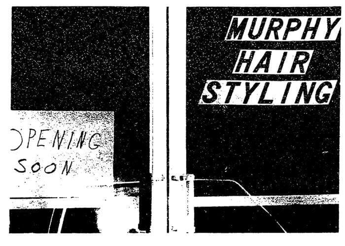 Murphy Hair Styling Coming Soon sign from 1974