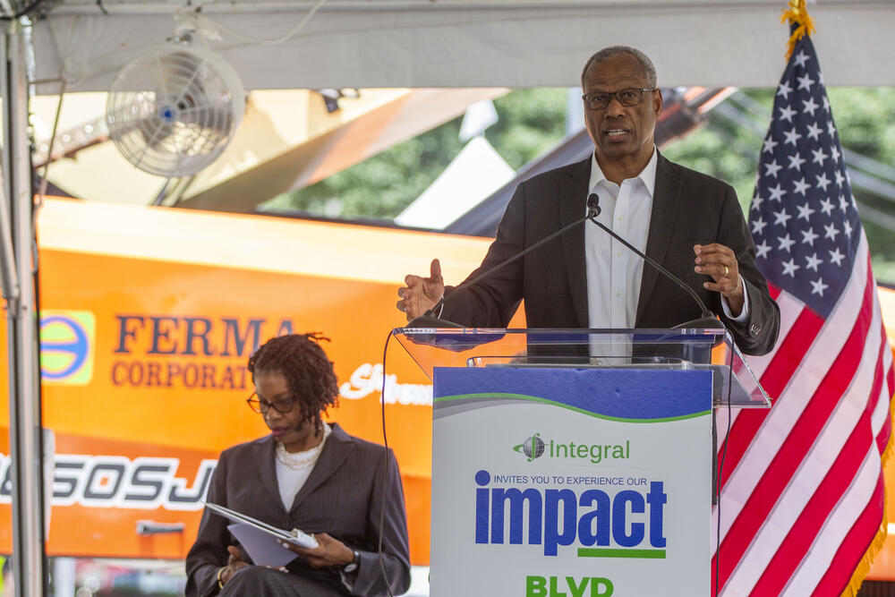Egbert Perry, CEO of the development company Integral Group, at the first day of the Wellstar Atlanta Medical Center demolition.