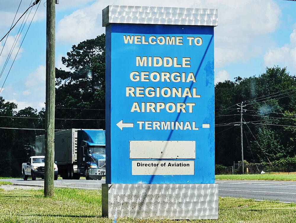 The entrance to the Middle Georgia Regional Airport in Macon. 