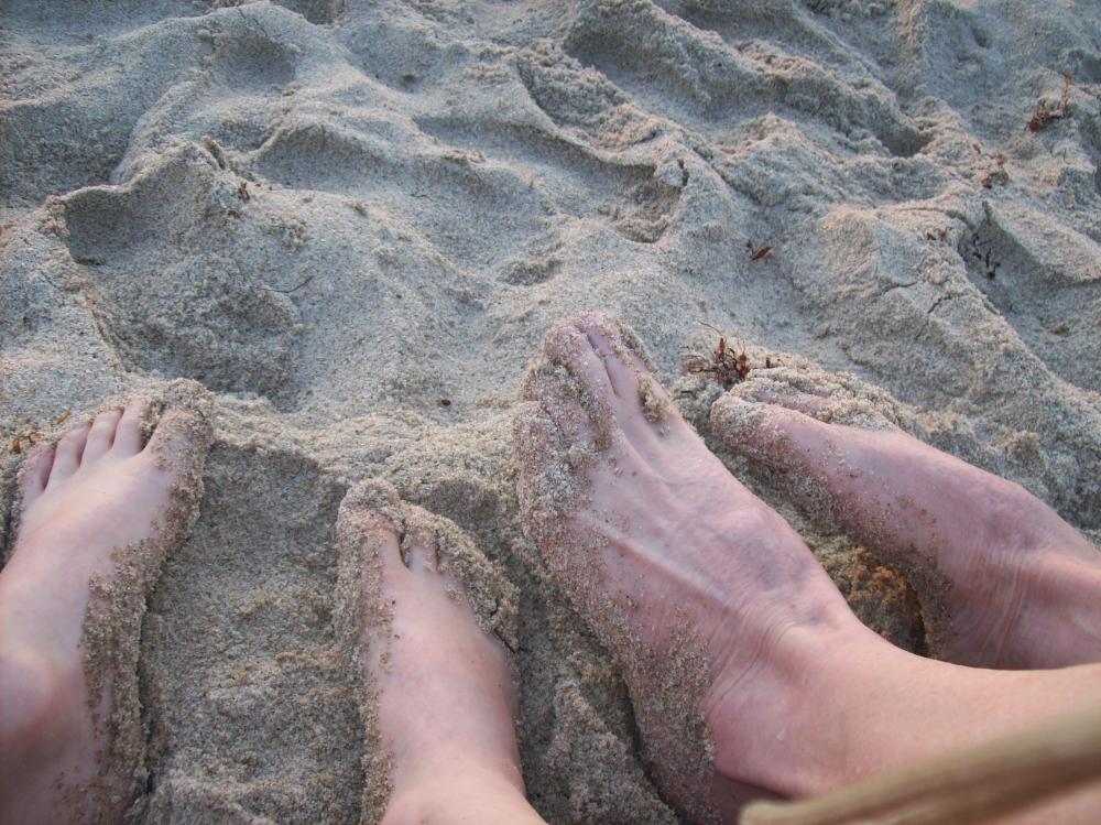 A tender memory of feet in the sand with my son!