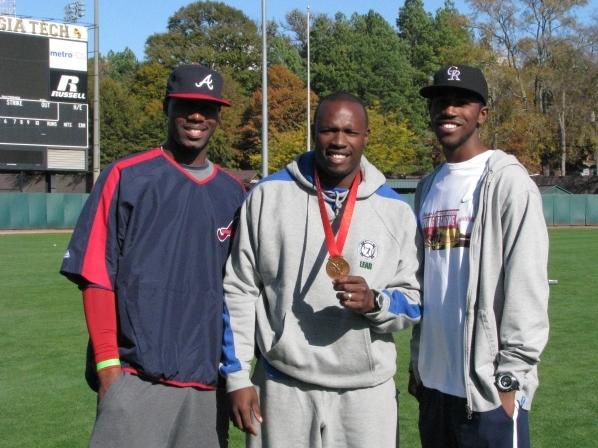 CJ Stewart with Jason Heyward of the Atlanta Braves & Dexter Fowler of the Colorado Rockies