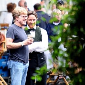 Robert Redford and James McAvoy on the Savannah set of "The Conspirator." (photo courtesy Steve Edwards)