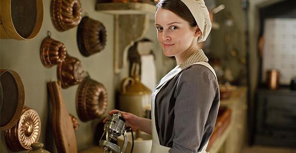 Daisy's electric mixer causes friction downstairs. (Photo via WGBH.)