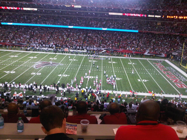 View from the press box during the Falcons versus Eagles game.