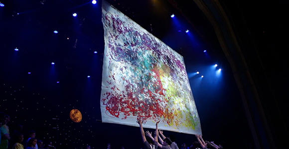 During the Live Art concert, students create artwork while onstate.