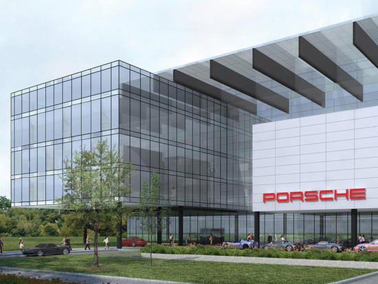 The new Porsche Headquarters will include a driving and training track.