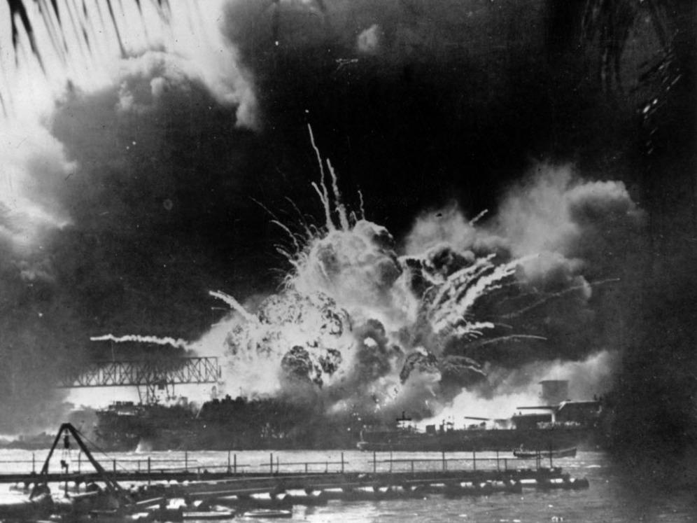 Dec. 7, 1941: The USS Shaw explodes during the Japanese attack on Pearl Harbor.