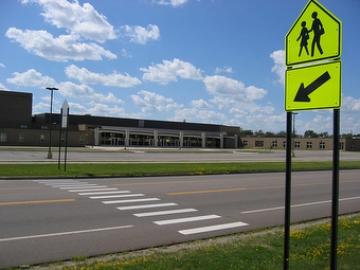 Empty school crosswalk