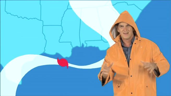 Dr. Scott the Paleontologist talks about hurricanes. (IMAGE: The Jim Henson Company. All Rights Reserved.)