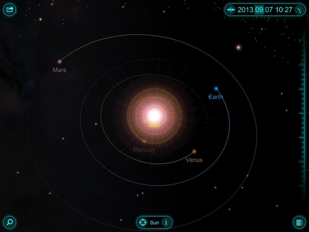 With Solar Walk 3D, you can travel through time to see how the planets revolve around the sun.