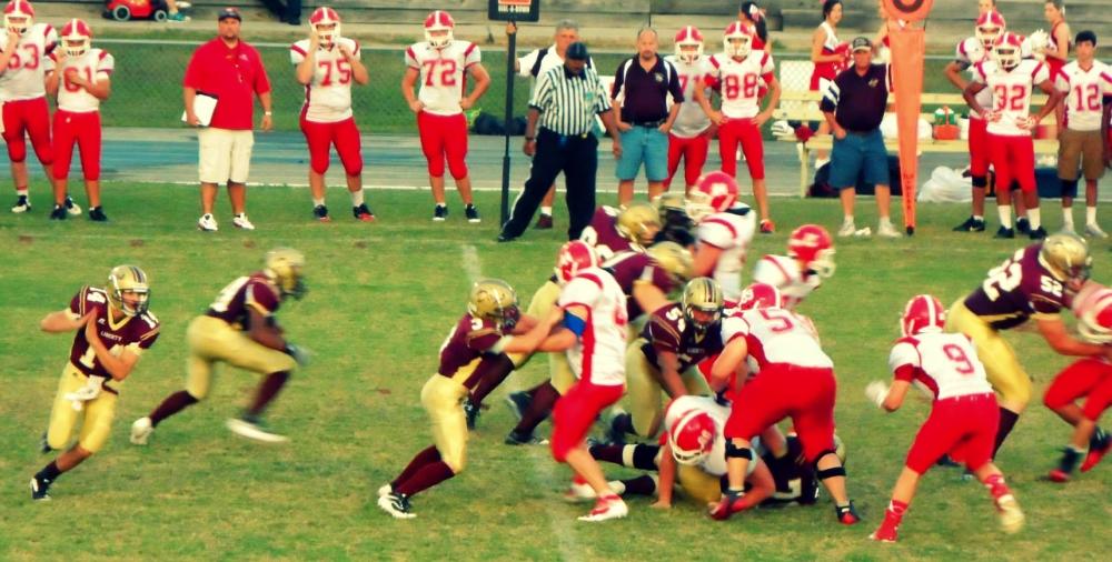 A talented defense and improving offense earned Liberty County a 40-20 Week 3 win over Johnson. Photo courtesy of Liberty Co. HS