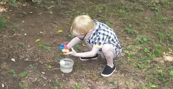 My kid playing with the water sponge I made for his party last weekend.  Very successful!