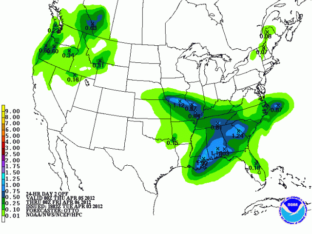 This Week In Georgia Weather - April 2nd hpc_precip_amount.gif