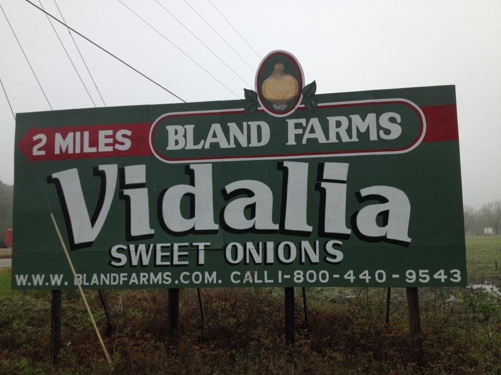 A sign advertising Georgia's trademark Vidalia onions.
