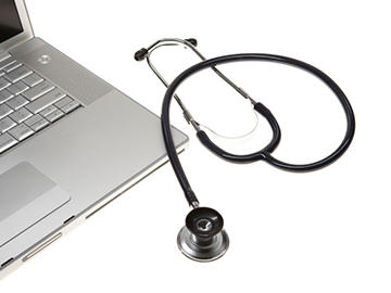 Doctor stethoscope and computer.