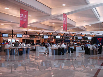 The Delta checkout line in Atlanta. 