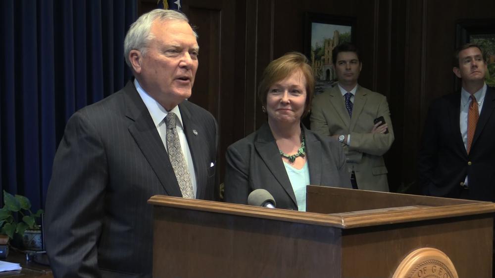 Governor Nathan Deal speaks to the media about the Georgia Ebola Response Team during a news conference Monday, October 20, 2014. (Photo by Claire Simms)