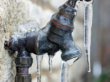 Frozen over outside spigot. 