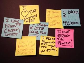 Sticky notes at the Sentient Bean reveal what Savannahians love about, and dream for, the city. Sticky notes at the Sentient Bean reveal what Savannahians love about, and dream for, the city.