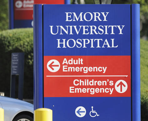 Emory University healthcare sign 