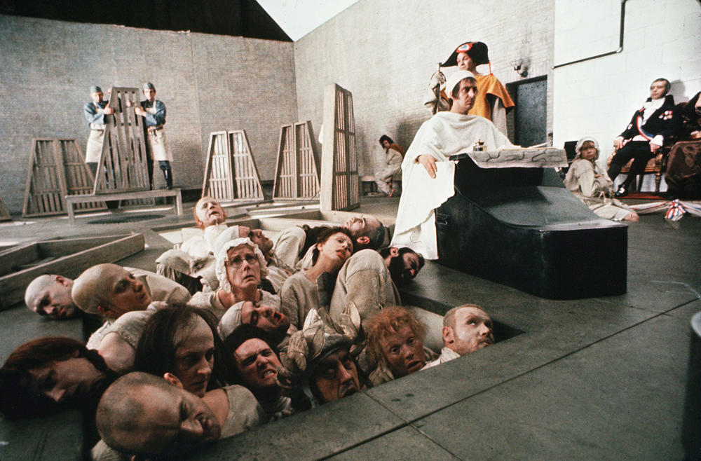 Brook adapted his <em>Marat/Sade</em> theater production for the screen in 1967. The film version starred Ian Richardson as imprisoned radical Jean-Paul Marat.