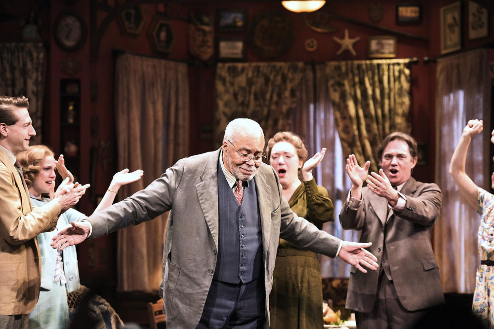 Jones takes a bow after his final performance in Broadway's <em>You Can't Take It With You</em> in 2015.