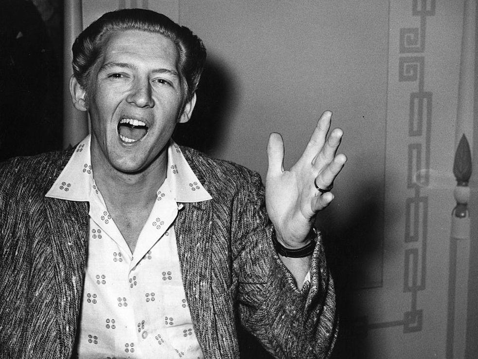 Jerry Lee Lewis, in a photo taken during his infamous trip to London in June 1958, when it became public that he was married to his 13-year-old cousin.