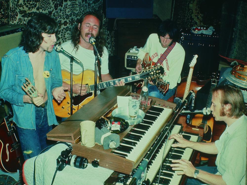 Crosby, Stills, Nash & Young, recording in 1970.