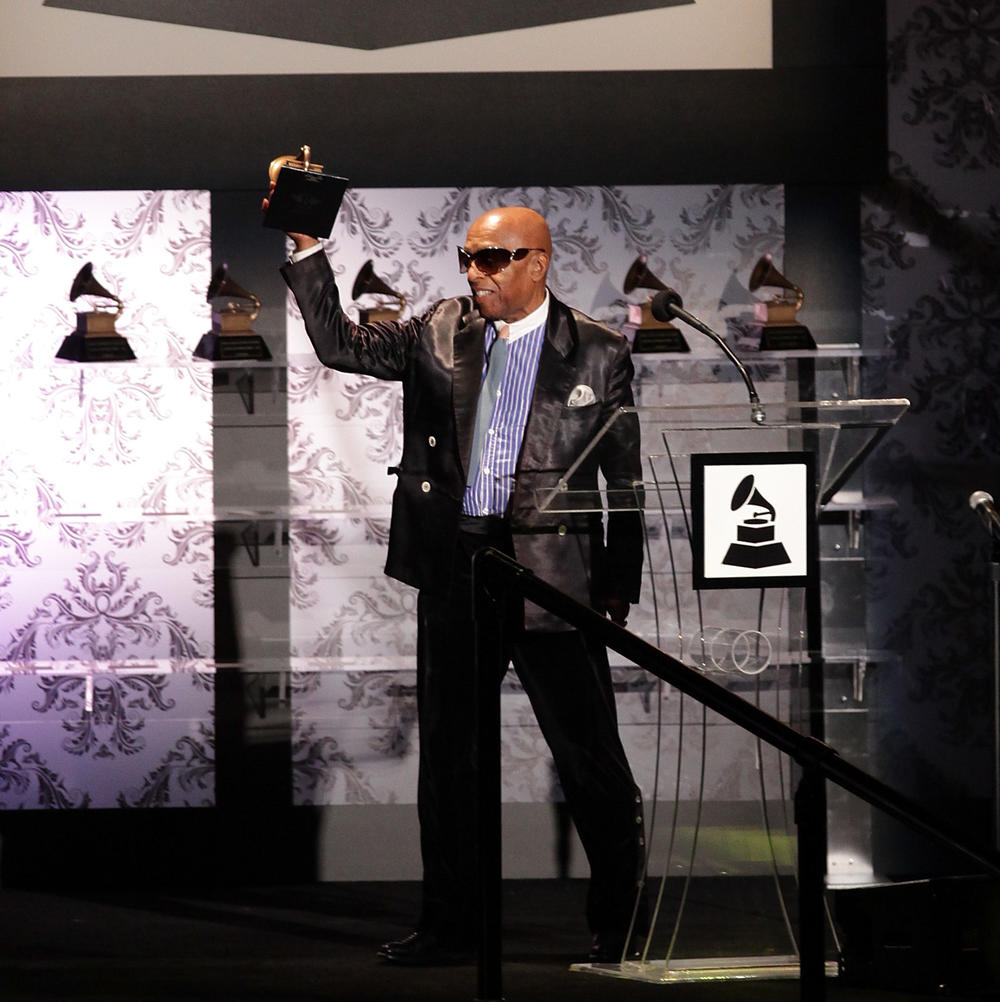 Roy Haynes accepts his lifetime achievement award during the Grammys' Special Merit Awards Ceremony, held Feb. 12, 2011, in Los Angeles.