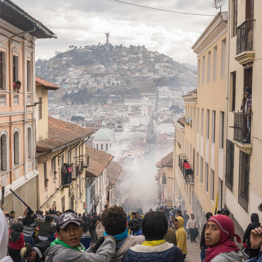 Protestors on the streets of Quito, Ecuador in October, 2019. These protests were recorded as among the most violent in the country with clashes between protesters and the police that left 11 people dead.