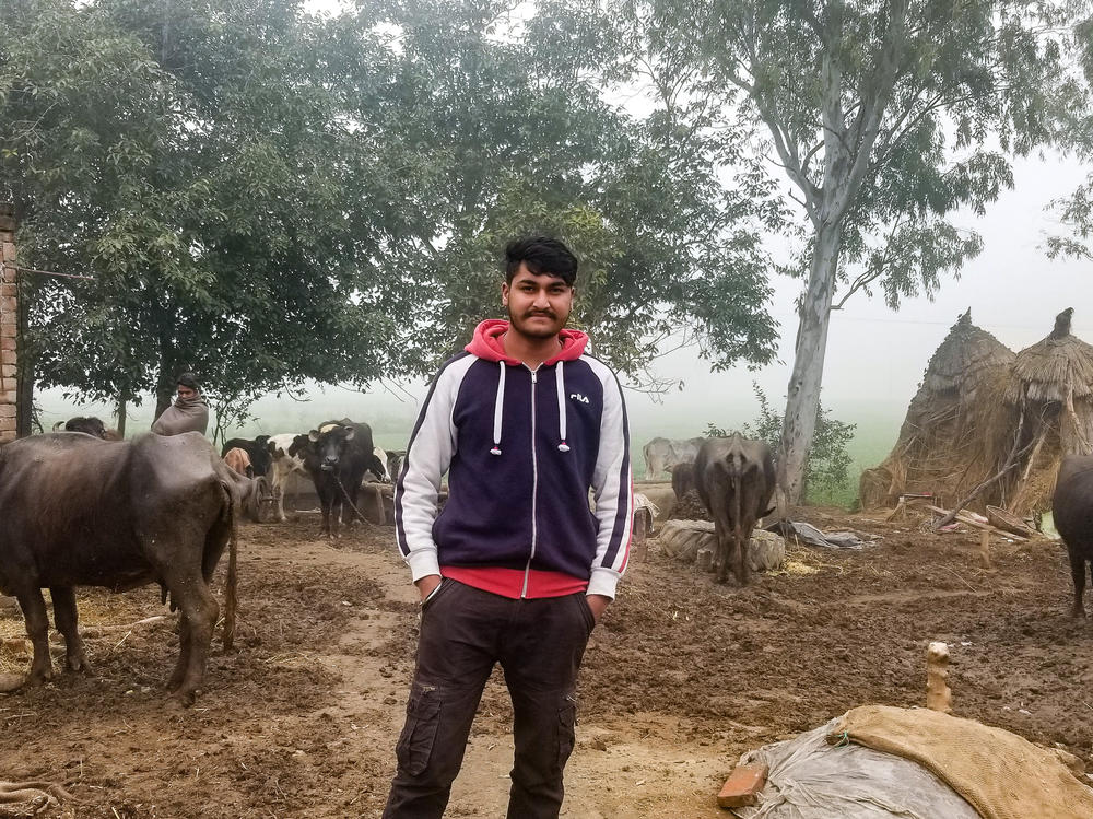 Amandeep Singh, 19, at his family's farm in rural Punjab, India. Singh paid a smuggler about $22,000 to help him cross the U.S.-Mexico border, but he was deported from Mexico in October.