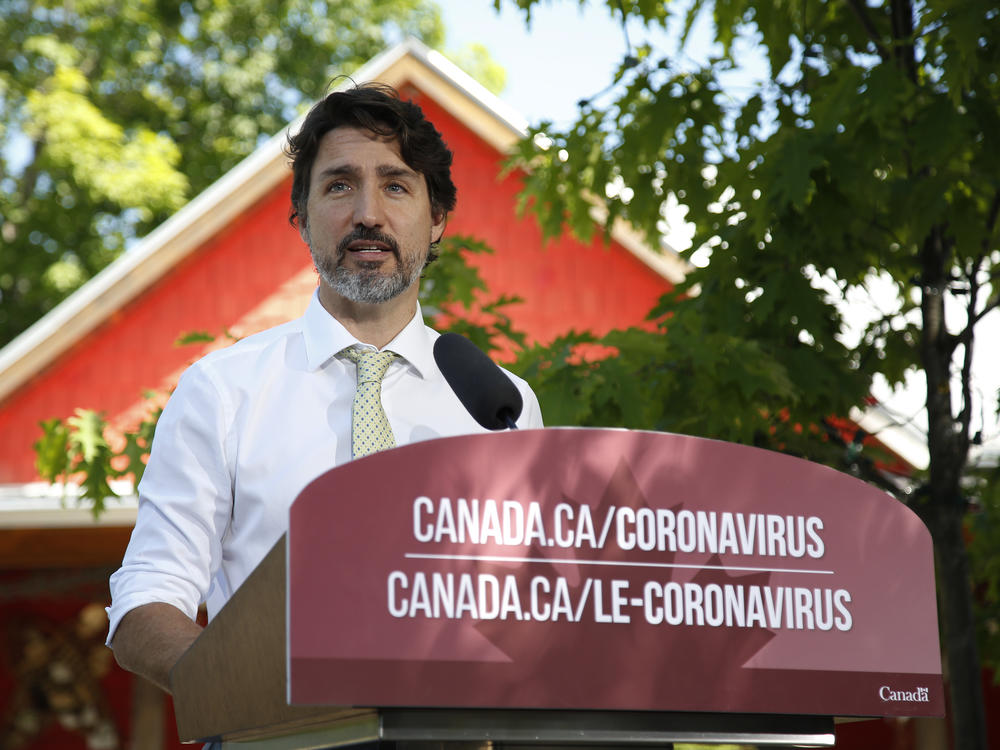 Canadian Prime Minister Justin Trudeau addresses a news conference last month in Chelsea, Quebec.