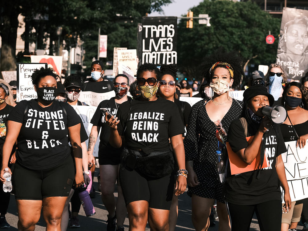 Protesters gather for the Black Women Matter 