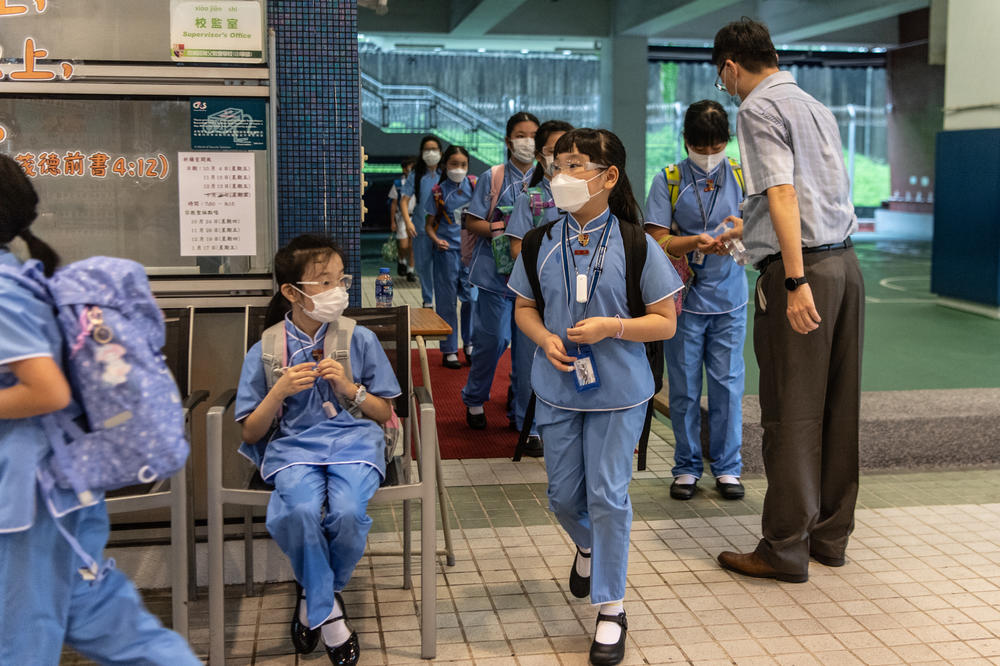 When schools reopened this spring, students were given hand sanitizer upon arrival.