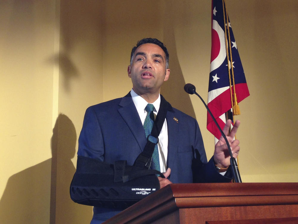State Rep. Nino Vitale, a Republican who represents the 85th Ohio House District, is seen at a news conference in Columbus, Ohio, in 2016.