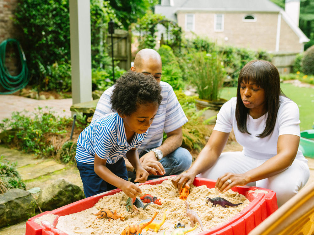 Spending quality time with kids and listening deeply to them is one way to help them tame anxiety. Here Mariano Noesi and Maryam Jernigan-Noesi play with their 4-year-old son Carter.  Jernigan-Noesi is a child psychologist.