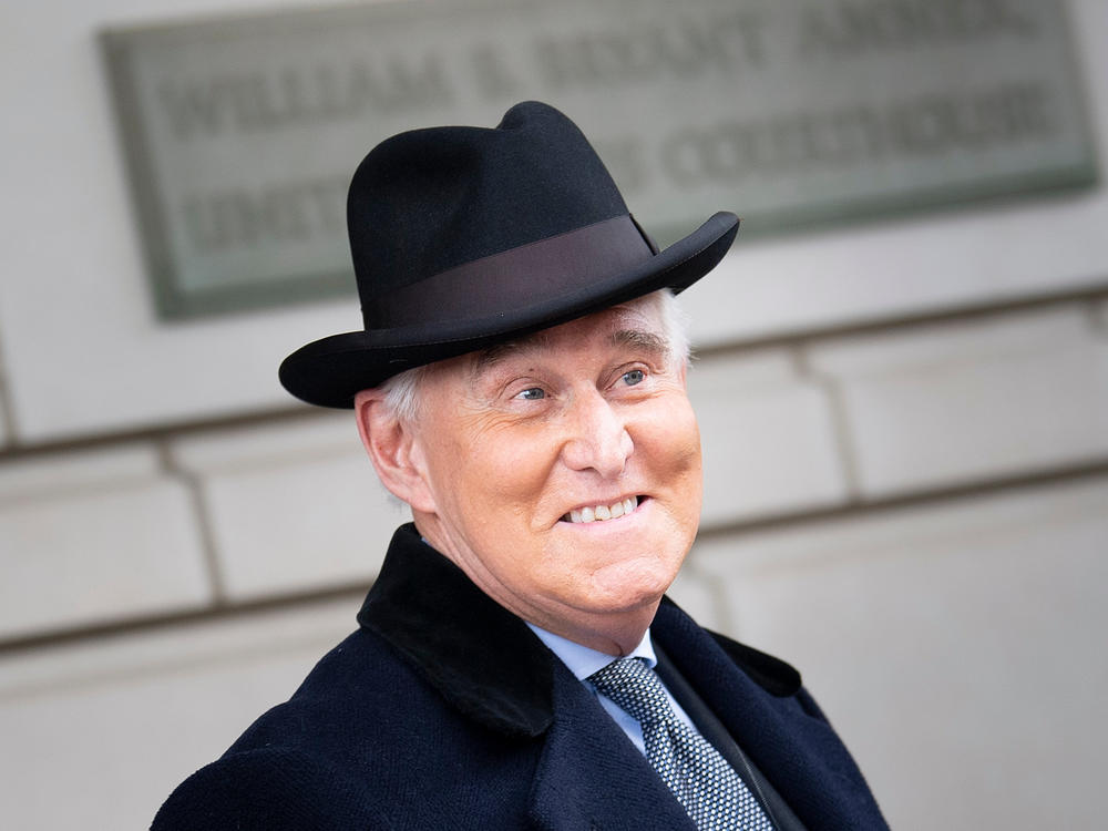 Roger Stone, seen here leaving a federal courthouse earlier this year in Washington, D.C., will not have to serve his three-year prison sentence for lying to Congress, witness tampering and obstruction of justice.